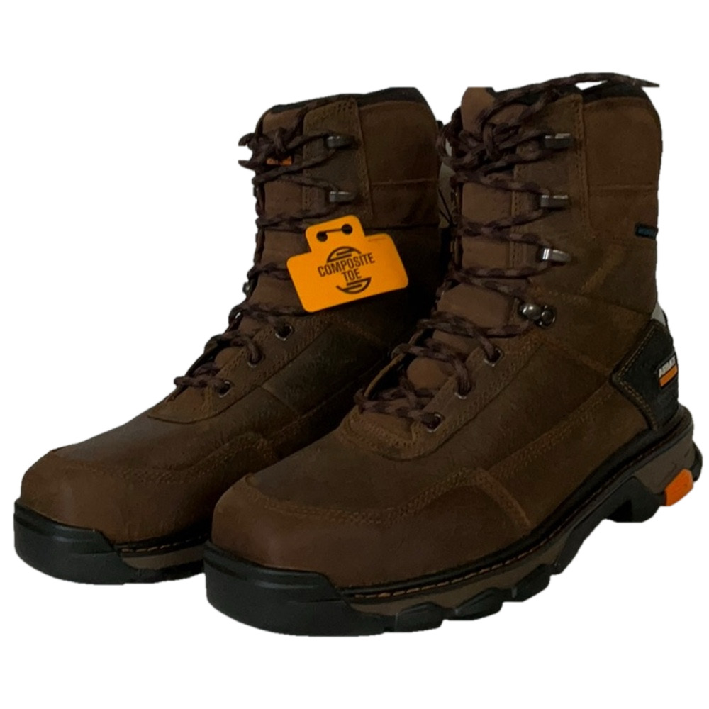 New Ariat Men's Intrepid H2o 8” Size Brown Composite Toe Work Boots Size 8ee